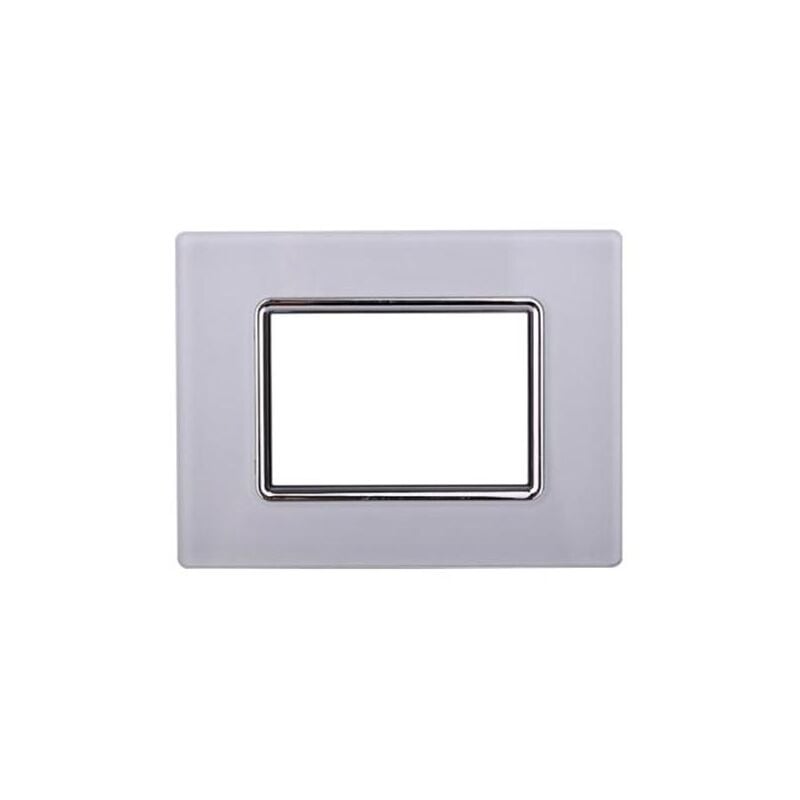 foto del prodotto placca in vetro colore bianco compatibile con serie bticino living 3 4 7 moduli ettroit ln84 numero moduli 3 moduli