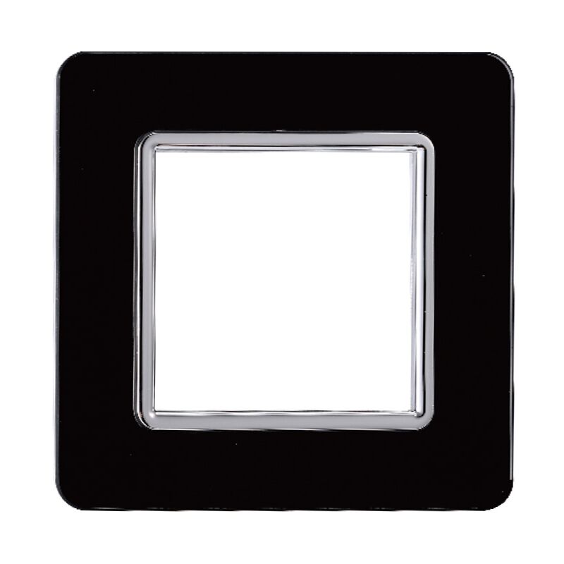 foto del prodotto placca in vetro colore nero compatibile con serie vimar plana 2 3 4 7 moduli ettroit numero moduli 2 moduli
