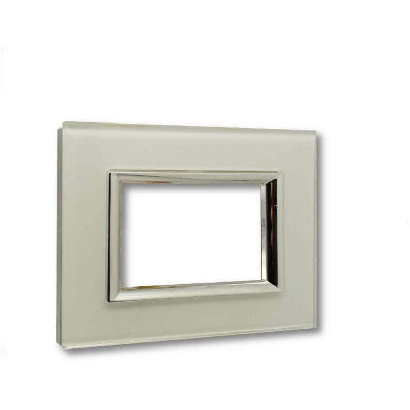 foto del prodotto placca interruttore 3 moduli compatibile matix copripresa vetro bianco c4803 vsw