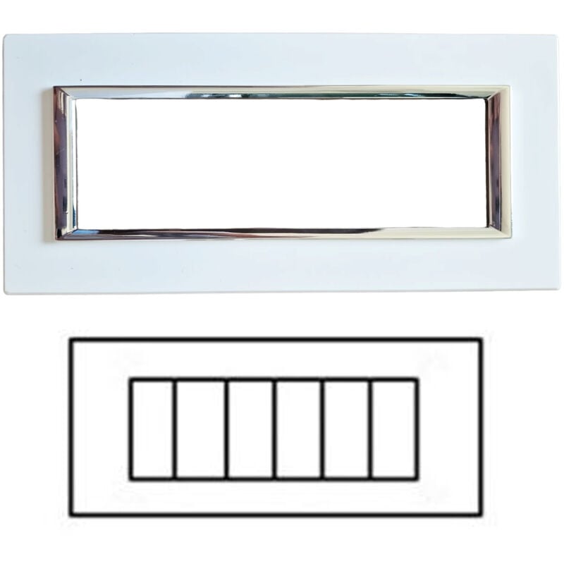 foto del prodotto placca interruttore bianca 6 posti compatibile matix copripresa c4806 wht