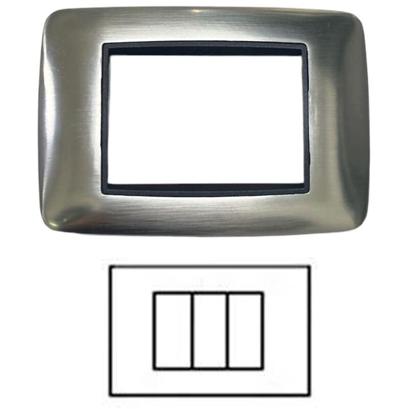 foto del prodotto placca interruttore luci argento 3 posti placchetta compatibile living c6603 acs