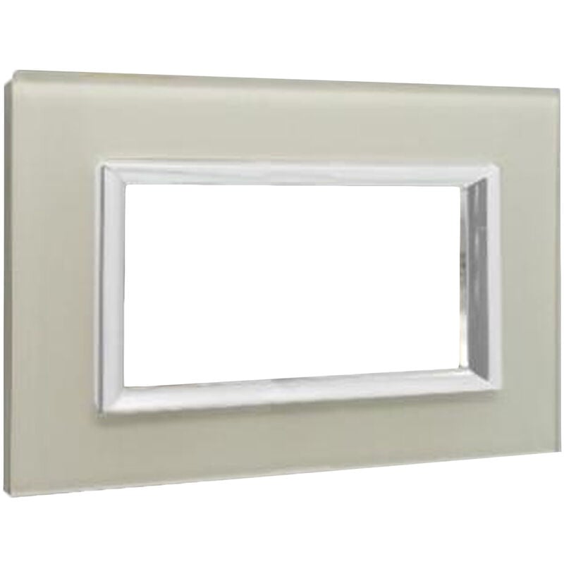 foto del prodotto placca interruttore luci vetro 4 posti placchetta copripresa bianco c4804 vsw