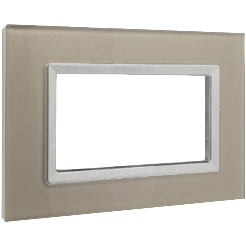 foto del prodotto placca interruttore luci vetro avorio compatibile matix 4 moduli c4804 vda