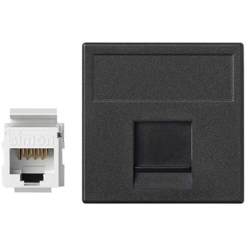 foto del prodotto placca k45 parapolvere 1 rj45 categoria 6 utp grigio grafite simon k96u / 14
