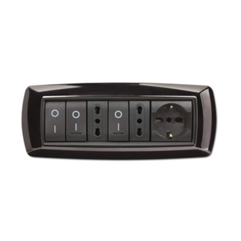 foto del prodotto placca life mod. living plastica nero 7p