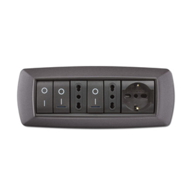 foto del prodotto placca life mod. living vulc.grigio chiaro 7p