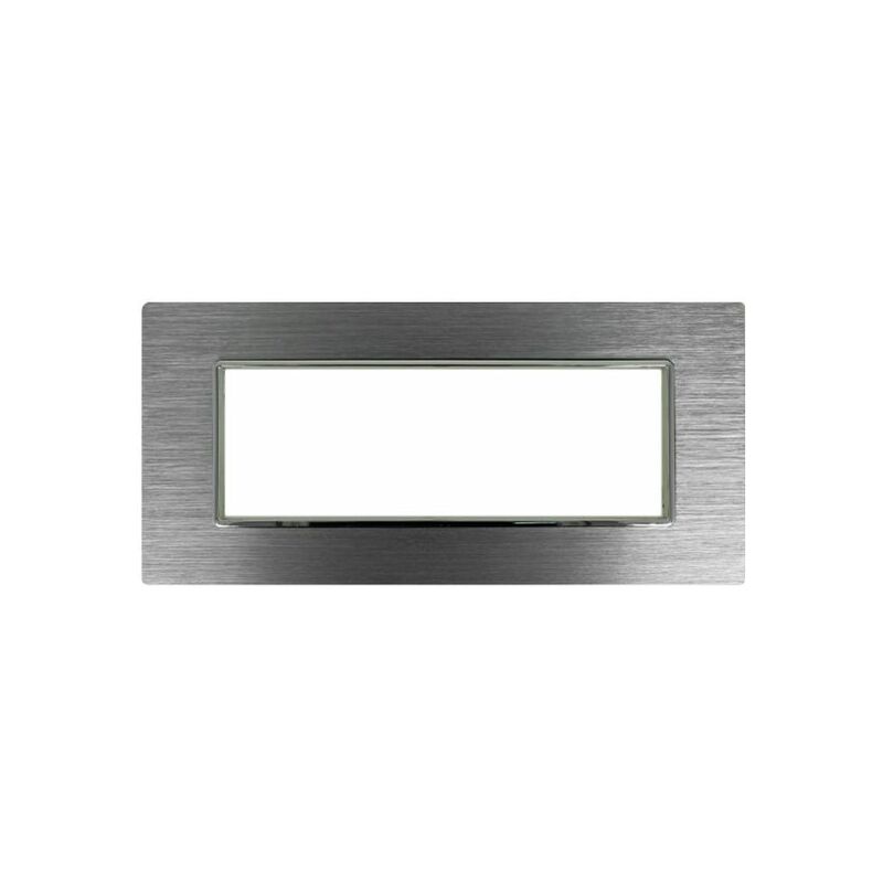 foto del prodotto placca luxury 506 6m in metallo satinato colore argento compatibile con bticino axolute sd21006-7mt