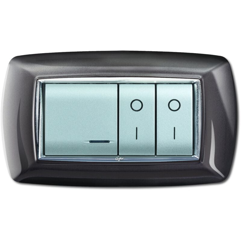 foto del prodotto placca mylife 4 mod. alluminio notte elettrocanali cod. ecl2984an 