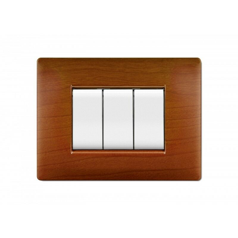 foto del prodotto placca mylife q 3 moduli legno chiaro elettrocanali cod. ecl2883lc
