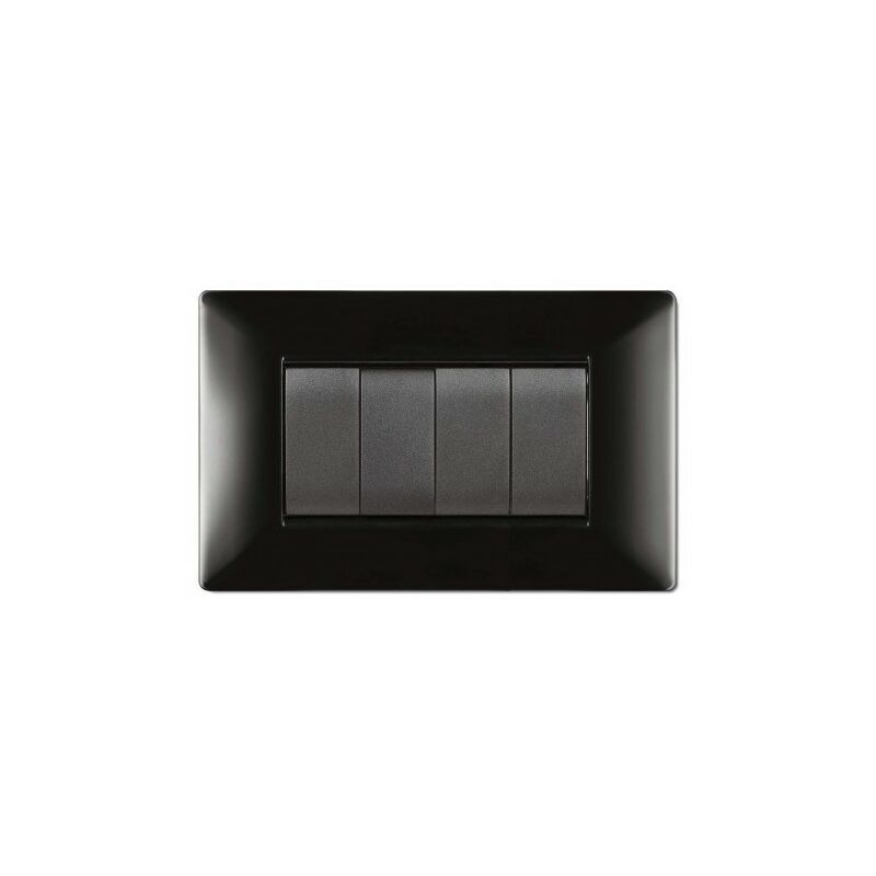 foto del prodotto placca mylife q 4 moduli nero elettrocanali cod. ecl2884n 