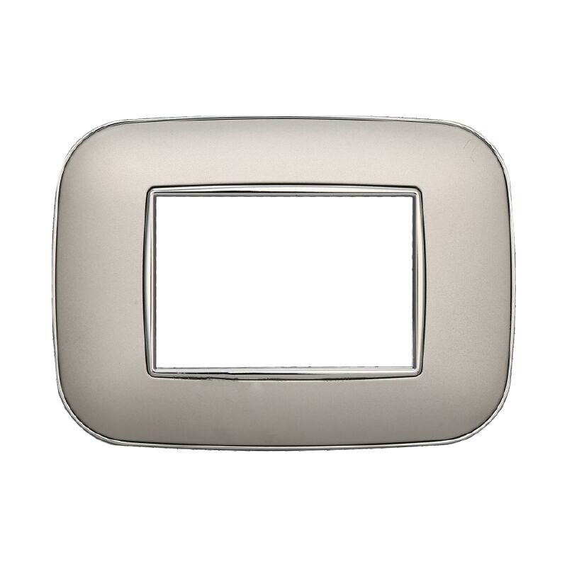 foto del prodotto placca orbis colore silver compatibile con serie bticino axolute 3 4 6 moduli ettroit an91 numero moduli 3 moduli