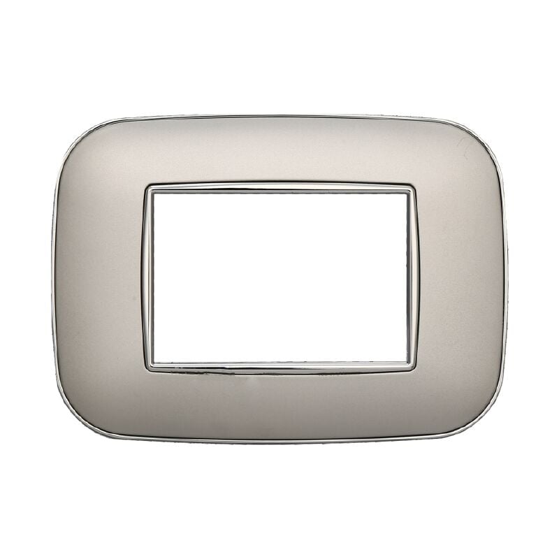 foto del prodotto placca orbis, serie moon, 3 moduli, plastica, argento, compatibile con serie bticino axolute ettroit an91306