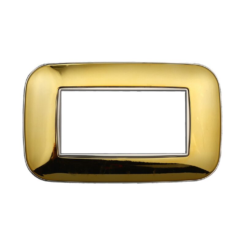 foto del prodotto placca orbis, serie moon, 4 moduli, plastica, oro lucido, compatibile con serie bticino axolute ettroit an91412
