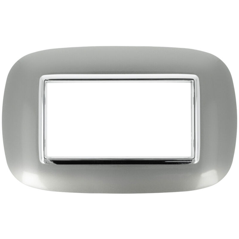 foto del prodotto placca oval 504 4m moduli silver compatibile con bticino axolute