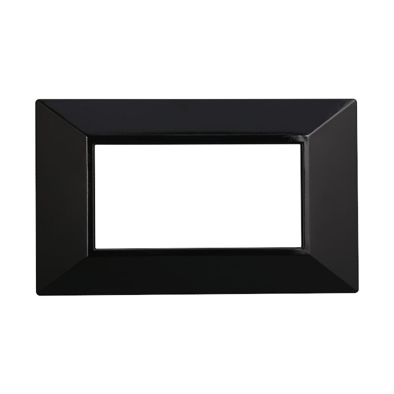 foto del prodotto placca piramide, serie moon, 4 moduli, plastica, nero, compatibile con serie bticino axolute ettroit an90402