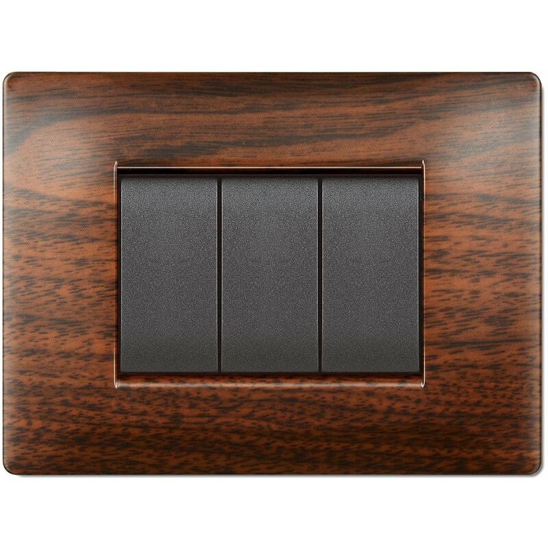 foto del prodotto placca placchetta per interruttore elettrico 4 posti legno scuro ecl2884ls my life q