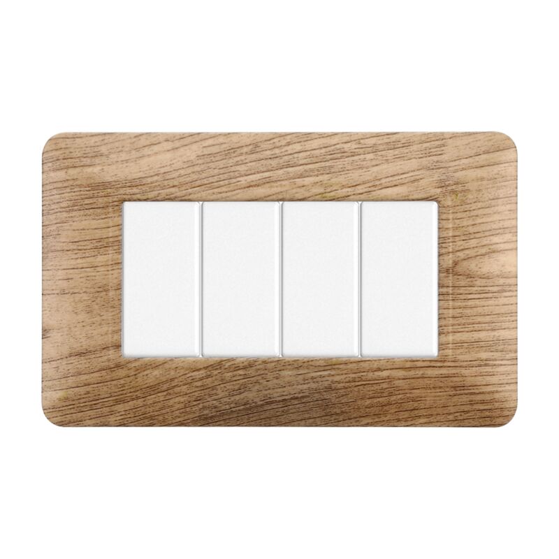 foto del prodotto placca plastica 4p legno chiaro compatibile matix bticino mt83404 - ettroit