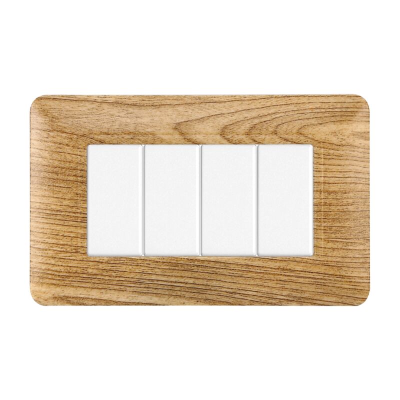 foto del prodotto placca plastica 4p legno scuro compatibile matix bticino mt83405 - ettroit
