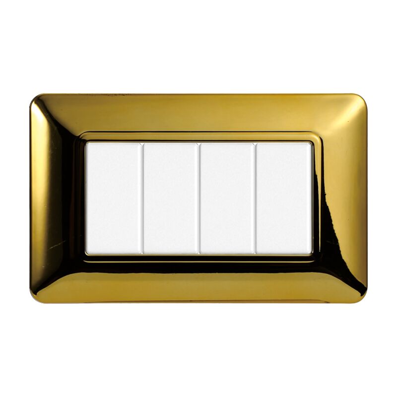 foto del prodotto placca plastica 4p oro lucido compatibile matix bticino mt83412 ettroit