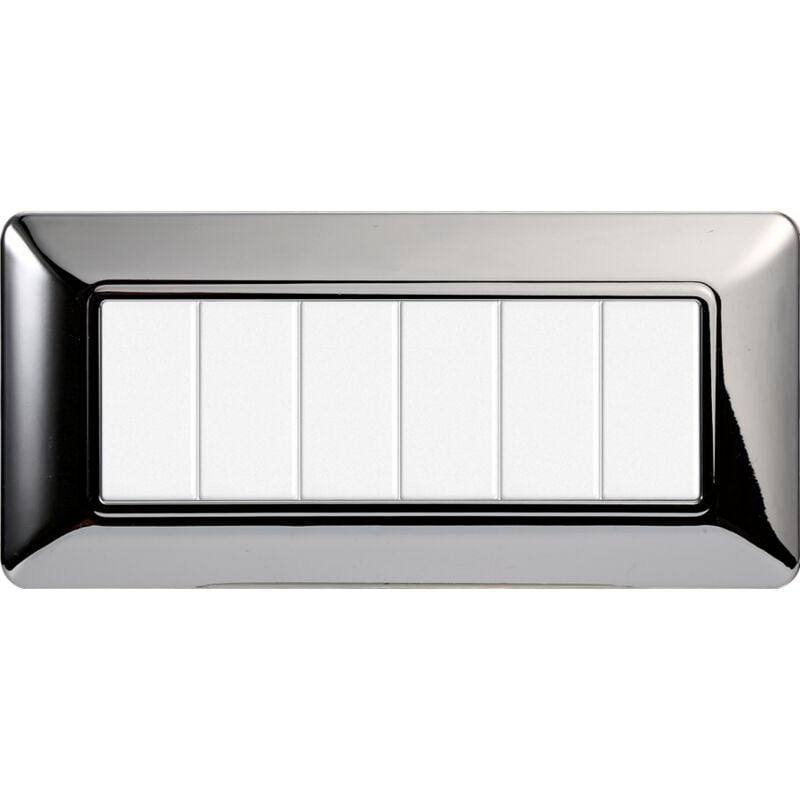 foto del prodotto placca plastica 6p cromato lucido compatibile matix bticino mt83613 ettroit
