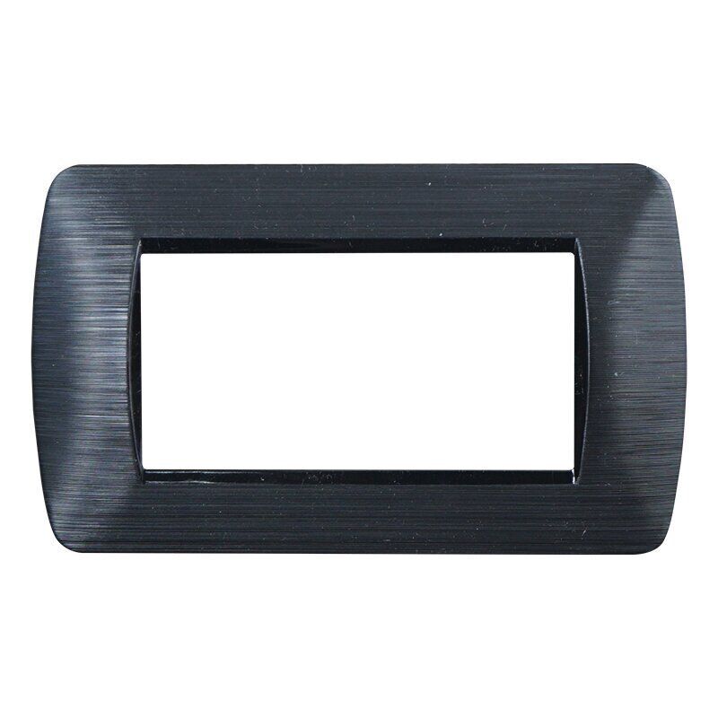 foto del prodotto placca plastica serie space 4p colore nero satinato compatibile con bticino living light ettroit