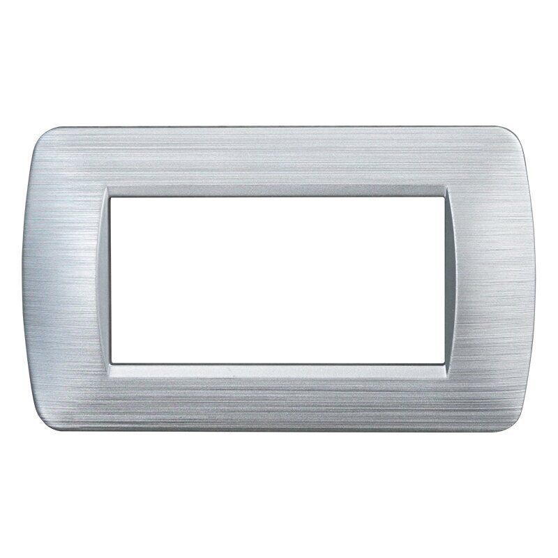 foto del prodotto placca plastica serie space 4p colore silver satinato compatibile con bticino living light ettroit