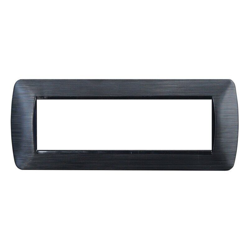 foto del prodotto placca plastica serie space 7p colore nero satinato compatibile con bticino living light ettroit