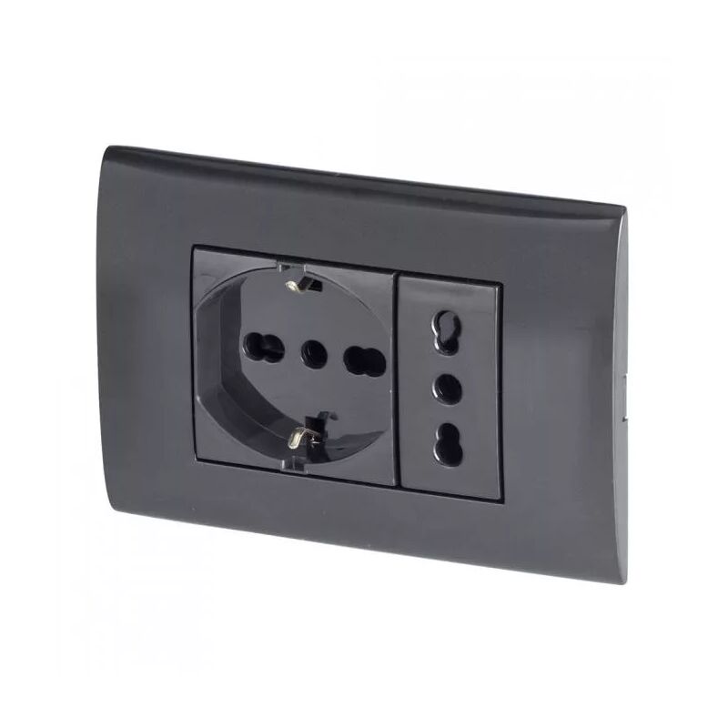 foto del prodotto placca premontata poly pool antracite con frutto 10 16a