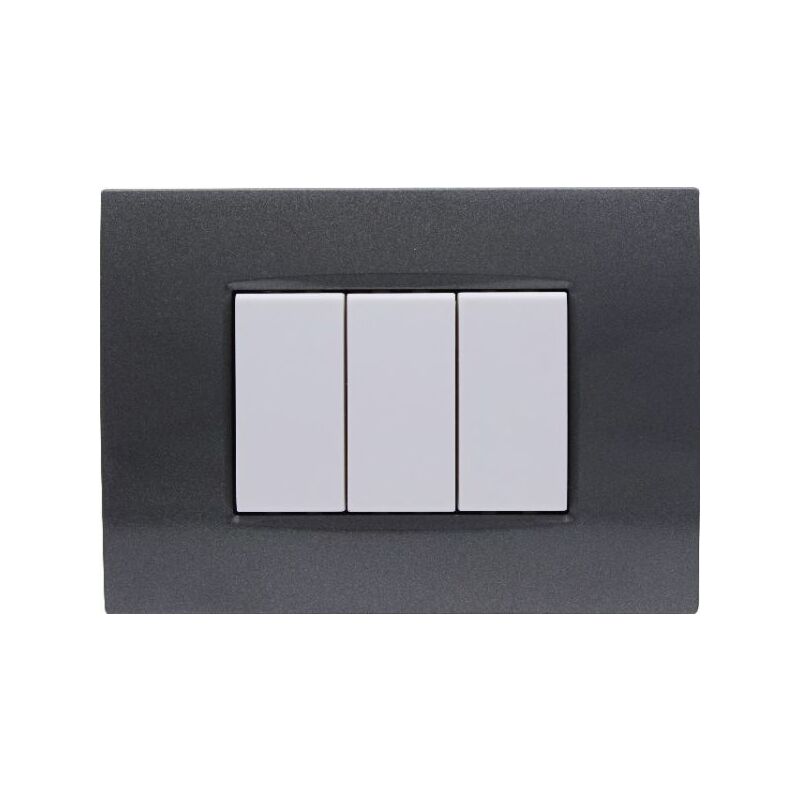 foto del prodotto placca quadra 503 3m moduli tecnopolimero acciaio scuro compatibile bticino living sd48203 8q