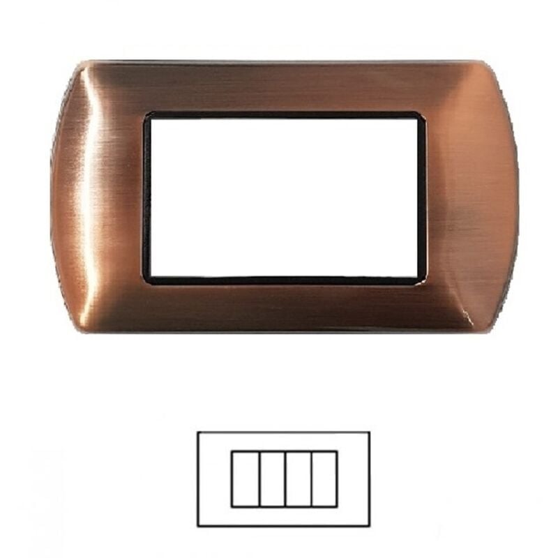 foto del prodotto placca rame ramata satinato 4 posti bticino living compatibile metallo