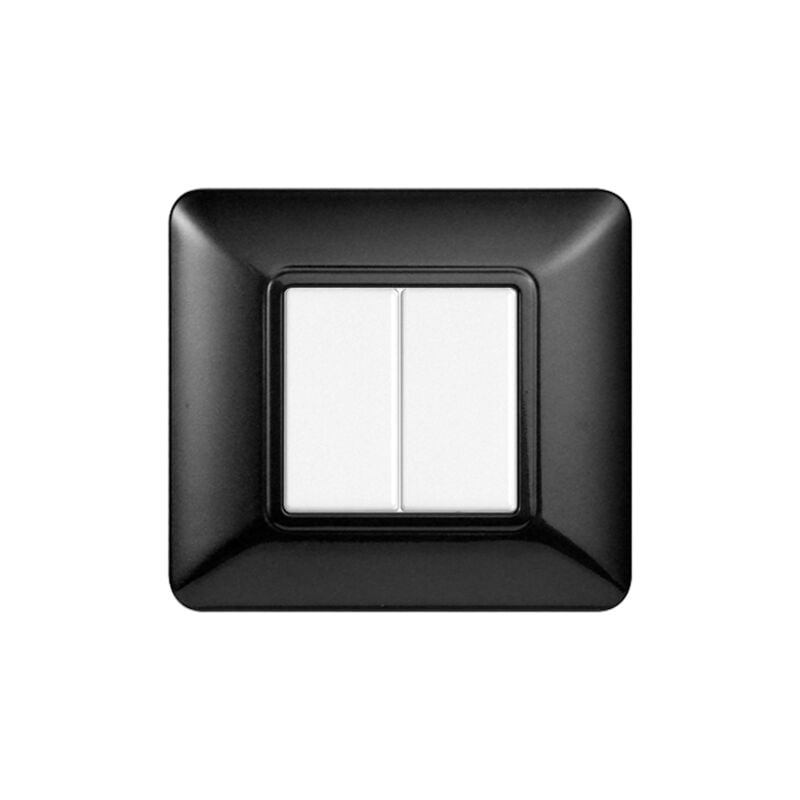 foto del prodotto placca serie solar, 2 moduli, plastica, acciaio scuro, compatibile con serie bticino matix ettroit mt83207