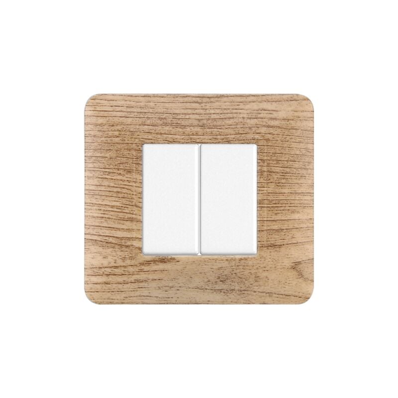 foto del prodotto placca serie solar, 2 moduli, plastica, legno chiaro, compatibile con serie bticino matix ettroit mt83204