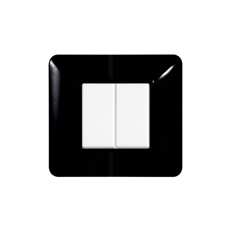 foto del prodotto placca serie solar, 2 moduli, plastica, nera, compatibile con serie bticino matix ettroit mt83202