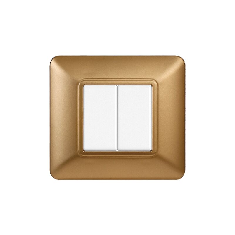 foto del prodotto placca serie solar, 2 moduli, plastica, oro, compatibile con serie bticino matix ettroit mt83211