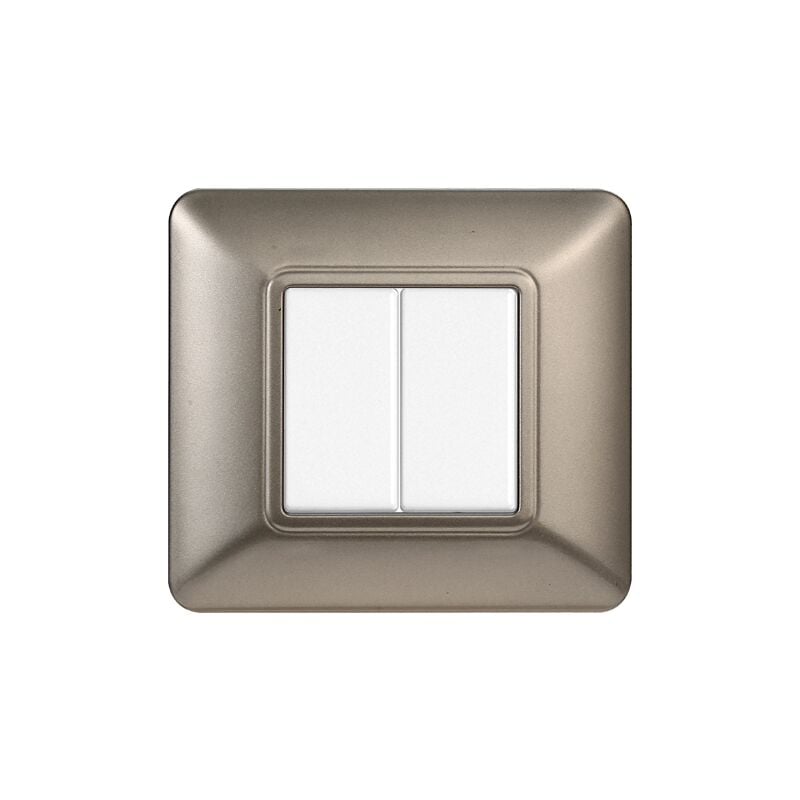 foto del prodotto placca serie solar, 2 moduli, plastica, titanio, compatibile con serie bticino matix ettroit mt83208