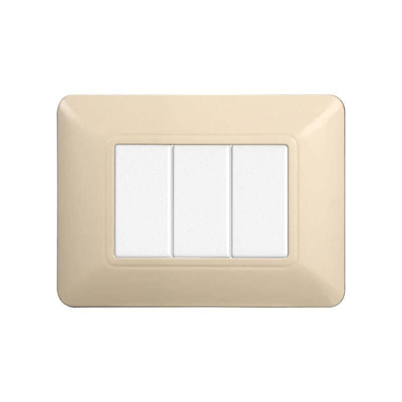 foto del prodotto placca serie solar, 3 moduli, plastica, sabbia, compatibile con serie bticino matix ettroit mt83309