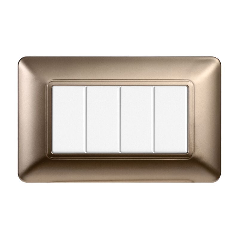 foto del prodotto placca serie solar, 4 moduli, plastica, bronzo, compatibile con serie bticino matix ettroit mt83410