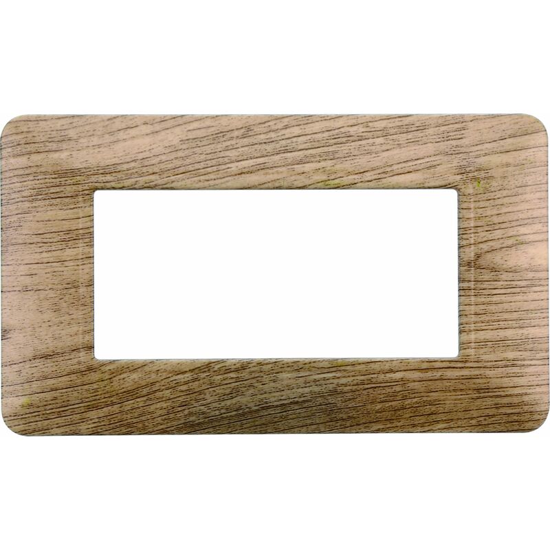 foto del prodotto placca serie solar, 4 moduli, plastica, legno chiaro, compatibile con serie bticino matix ettroit mt83404