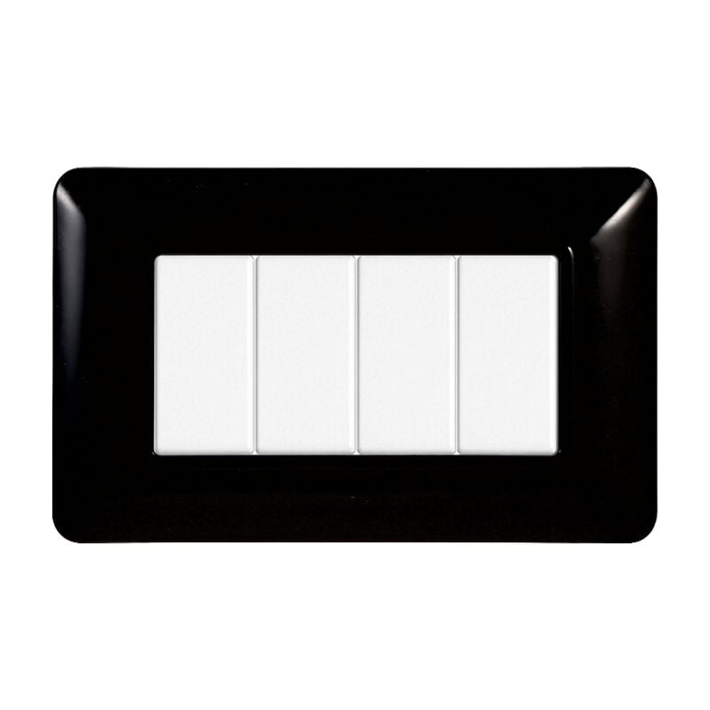 foto del prodotto placca serie solar, 4 moduli, plastica, nero, compatibile con serie bticino matix ettroit mt83402