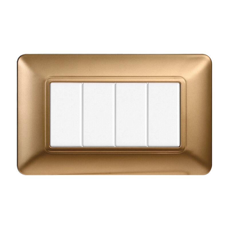 foto del prodotto placca serie solar, 4 moduli, plastica, oro, compatibile con serie bticino matix ettroit mt83411