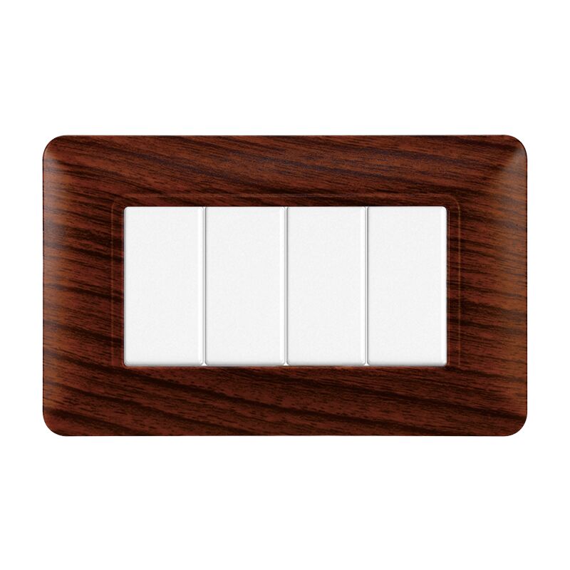 foto del prodotto placca serie solar, 4 moduli, plastica, radica, compatibile con serie bticino matix ettroit mt83403