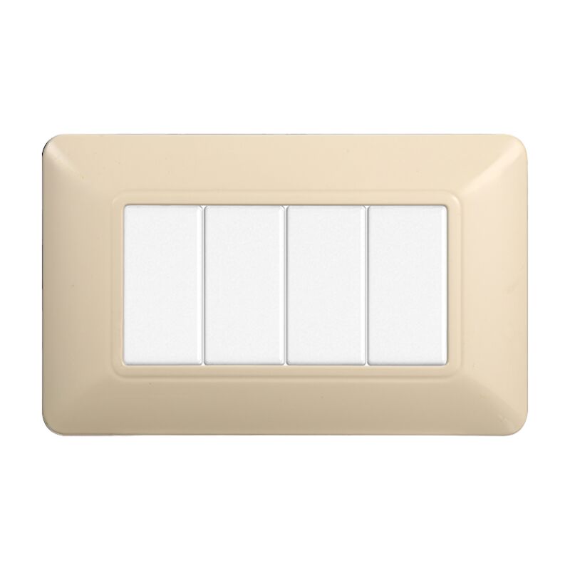 foto del prodotto placca serie solar, 4 moduli, plastica, sabbia, compatibile con serie bticino matix ettroit mt83409