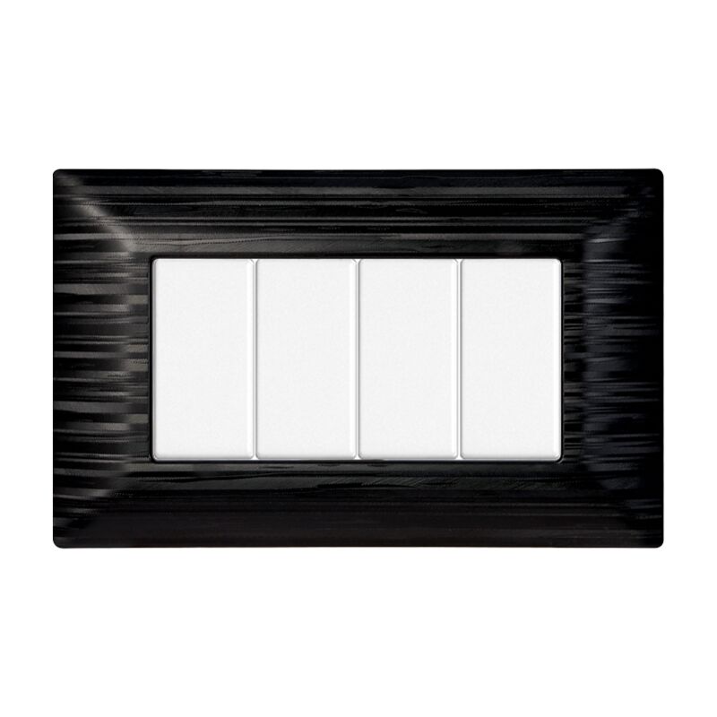 foto del prodotto placca serie solar, 4 moduli, plastica satinata, nero, compatibile con serie bticino matix ettroit mt85414