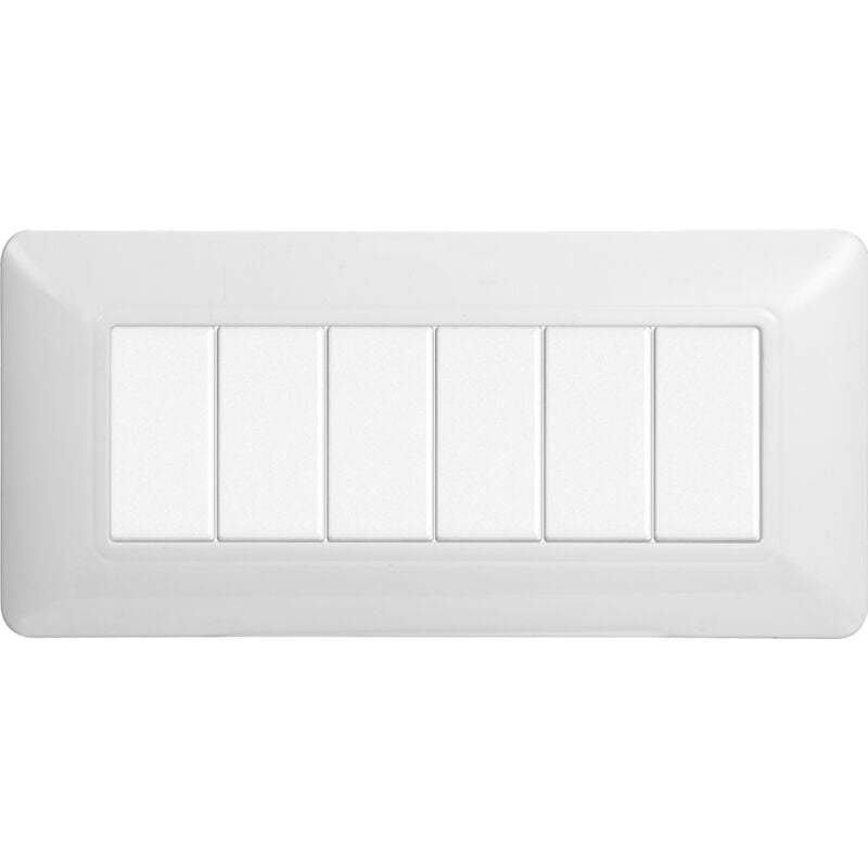foto del prodotto placca serie solar, 6 moduli, plastica, bianca, compatibile con serie bticino matix ettroit mt83601