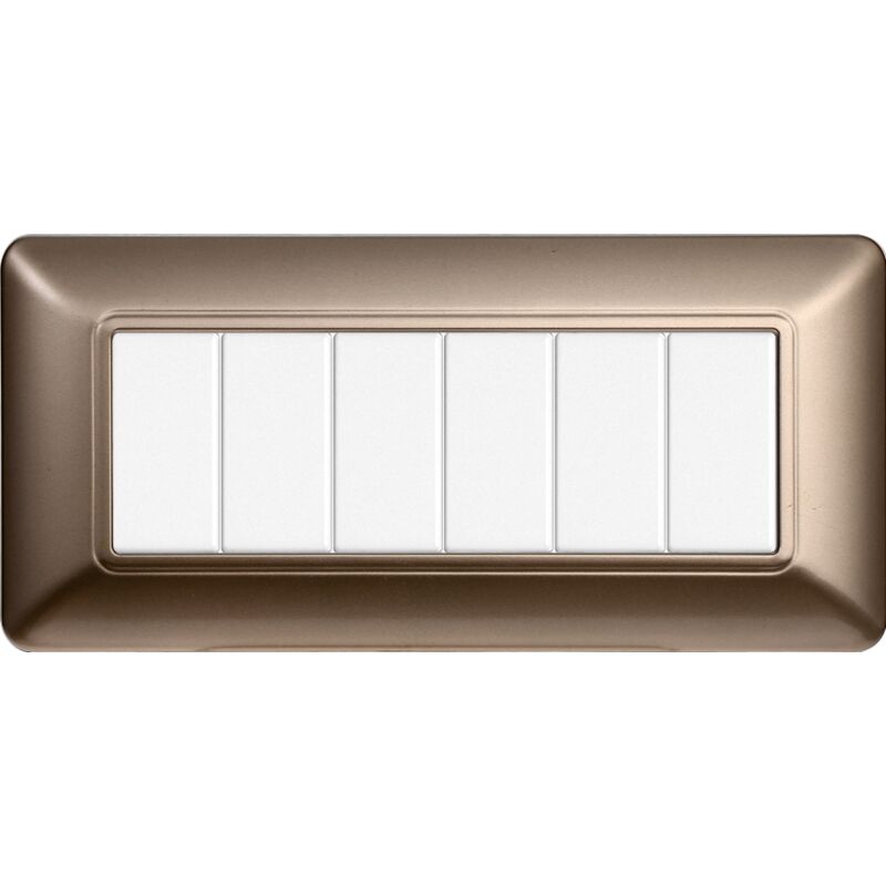 foto del prodotto placca serie solar, 6 moduli, plastica, bronzo, compatibile con serie bticino matix ettroit mt83610