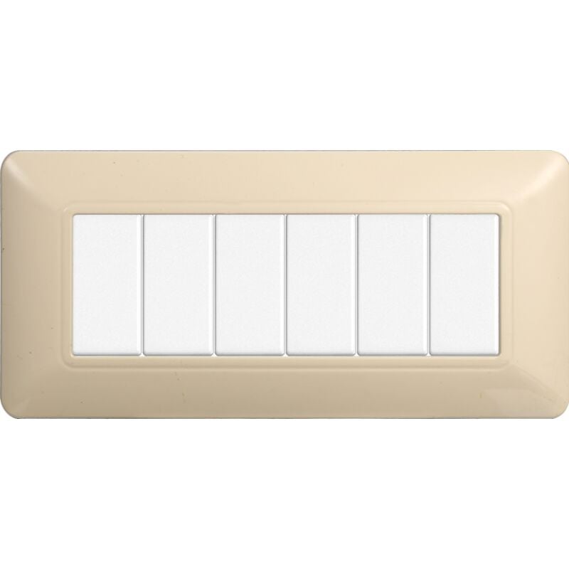foto del prodotto placca serie solar, 6 moduli, plastica, sabbia, compatibile con serie bticino matix ettroit mt83609