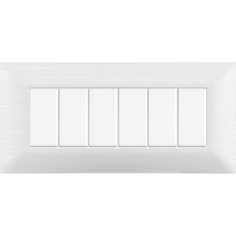 foto del prodotto placca serie solar, 6 moduli, plastica satinata, bianca, compatibile con serie bticino matix ettroit mt85601