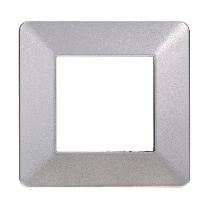 foto del prodotto placca serie starlight, 2 moduli, plastica, argento, compatibile con serie vimar plana ettroit ev83206