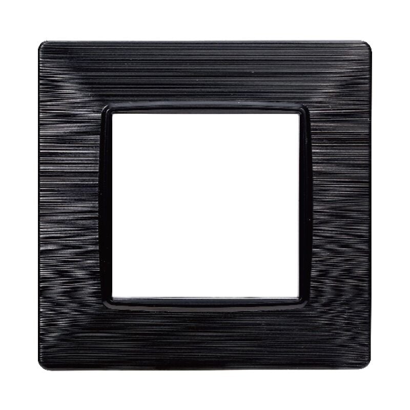 foto del prodotto placca serie starlight, 2 moduli, plastica satinata, nera, compatibile con serie vimar plana ettroit ev85214