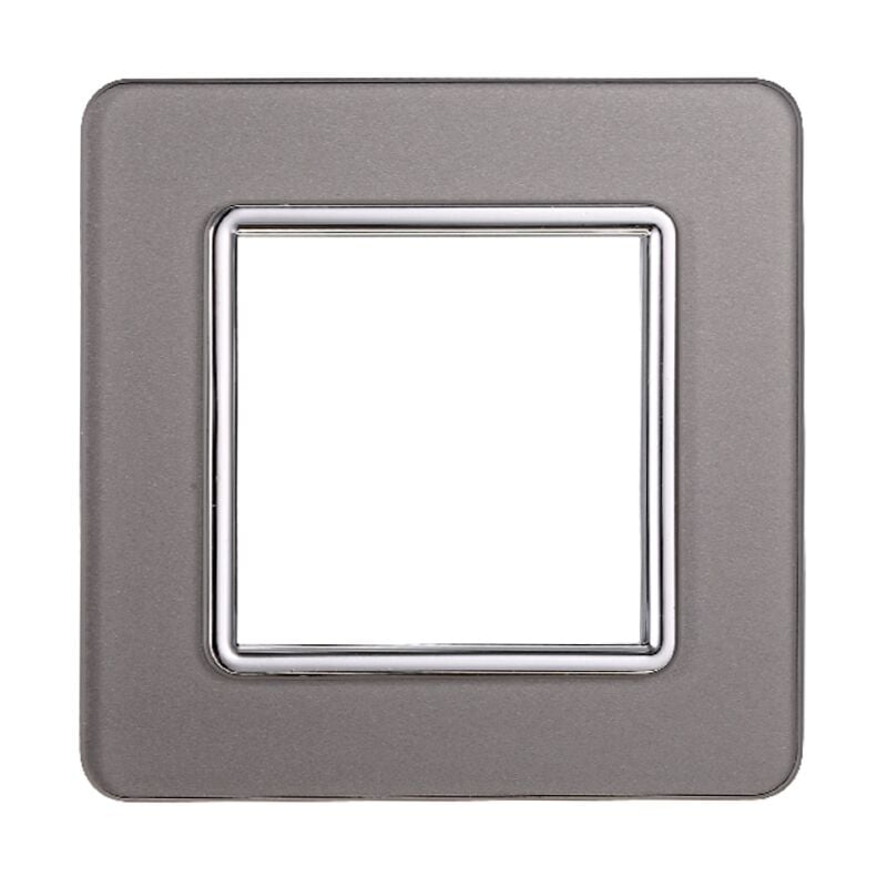 foto del prodotto placca serie starlight, 2 moduli, vetro, argento, compatibile con serie vimar plana ettroit ev84206